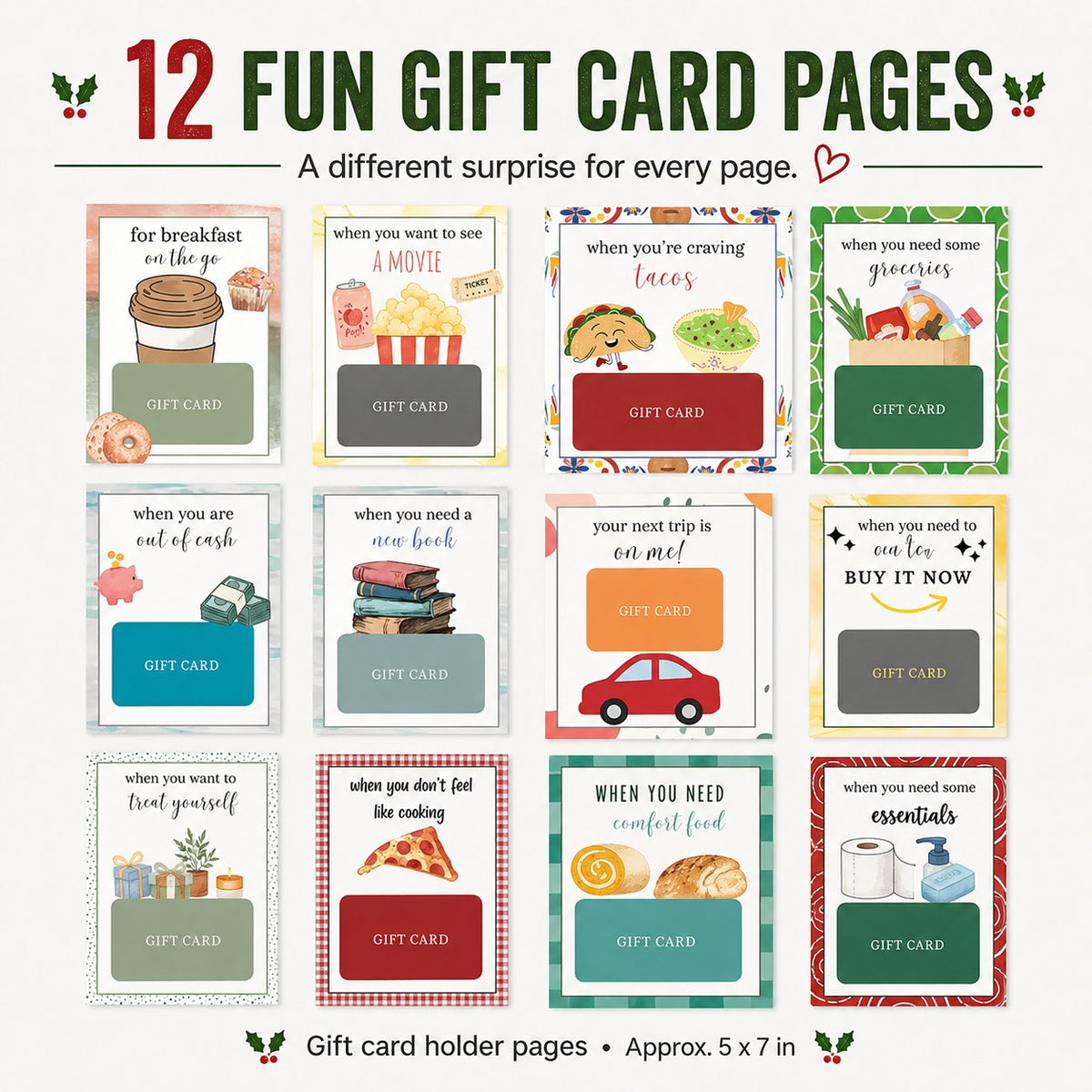 🎄 Christmas Gift Card Book – 12 Days of Holiday Surprises