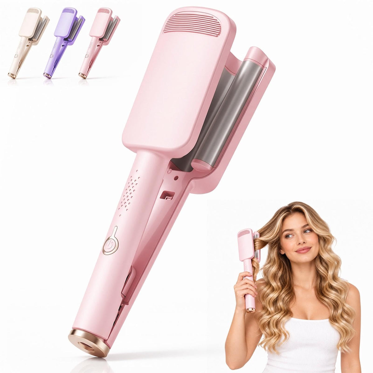 32mm Deep Wave Hair Curler, French Wave Curling Iron,Purple
