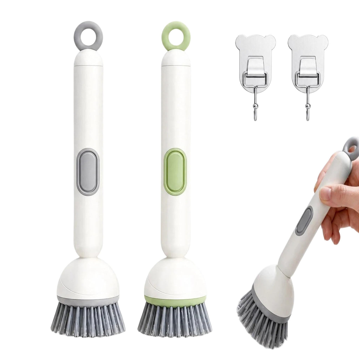 🧽 360° Rotating Dish Brush with Soap Dispenser – Non-Slip Handle, 2-Pack ✨