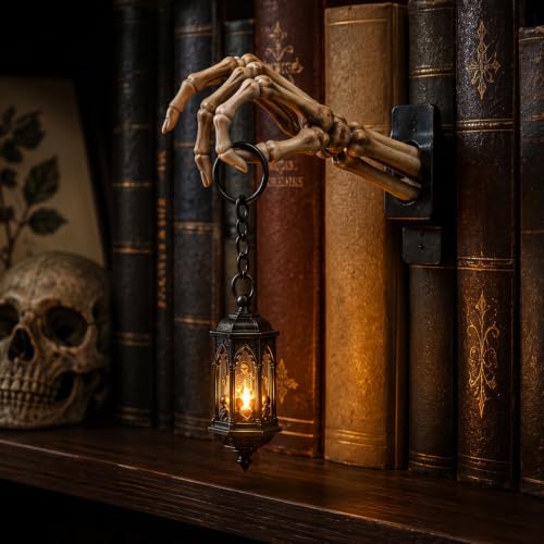Skeleton Hand Lantern Shelf Light, Bookshelf Lantern, Halloween Decorations, (Skeleton Hand)
