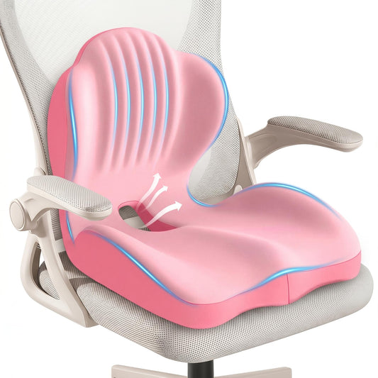 Ergonomic Memory Foam Seat Cushion with Back Support – Stay Comfortable All Day, Perfect for Office, Car & Home