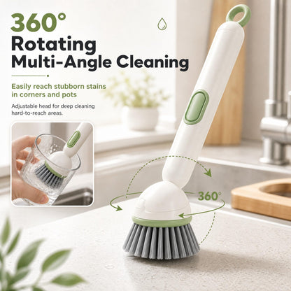 🧽 360° Rotating Dish Brush with Soap Dispenser – Non-Slip Handle, 2-Pack ✨