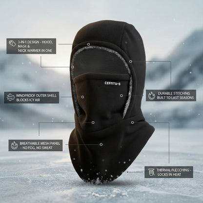 Windproof 3-in-1 Winter Balaclava – Warm Hood, Face Mask & Neck Warmer