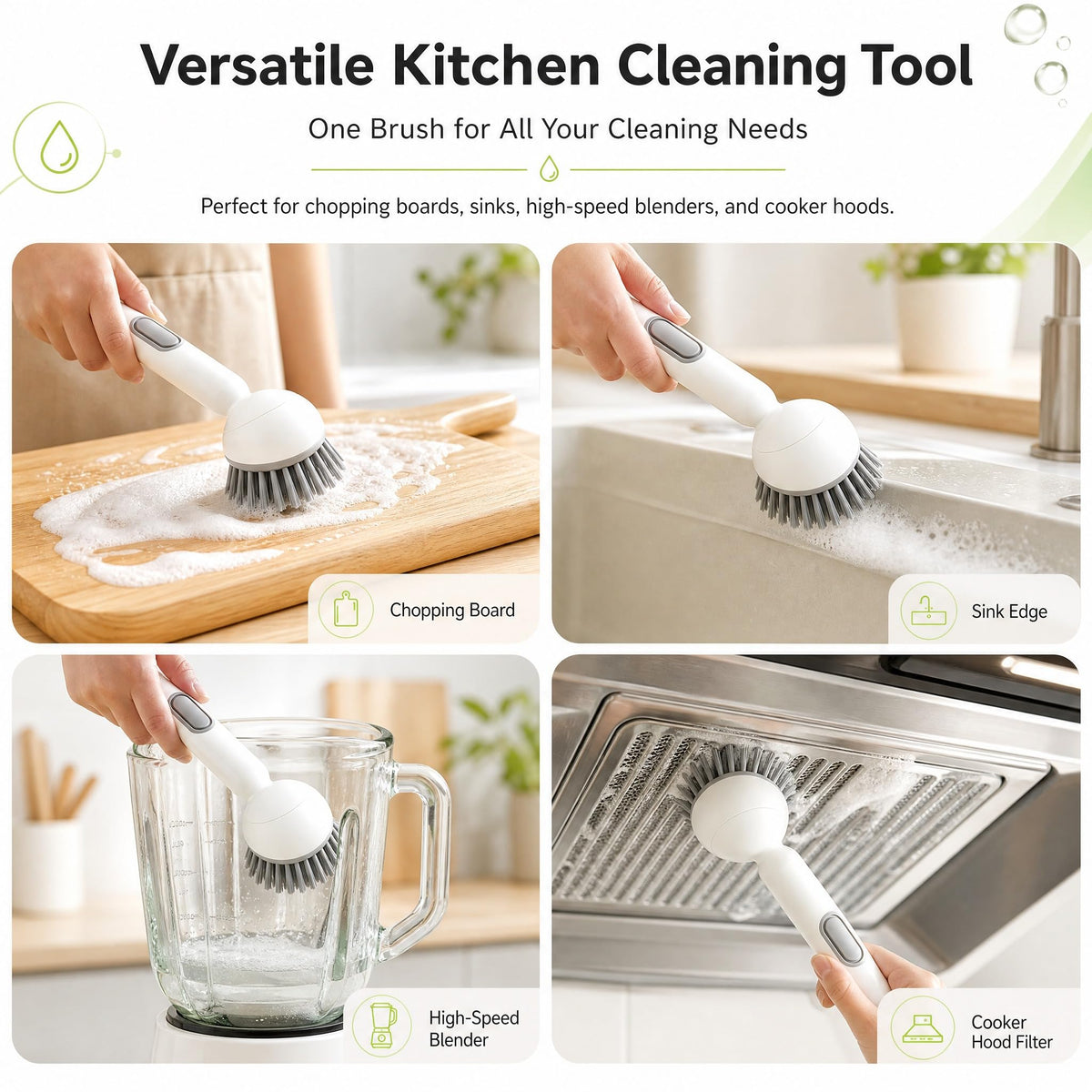 🧽 360° Rotating Dish Brush with Soap Dispenser – Non-Slip Handle, 2-Pack ✨