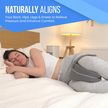 Memory Foam Knee Pillow for Side Sleepers – Ergonomic Leg Pillow with Adjustable Strap for Hip, Knee & Back Support