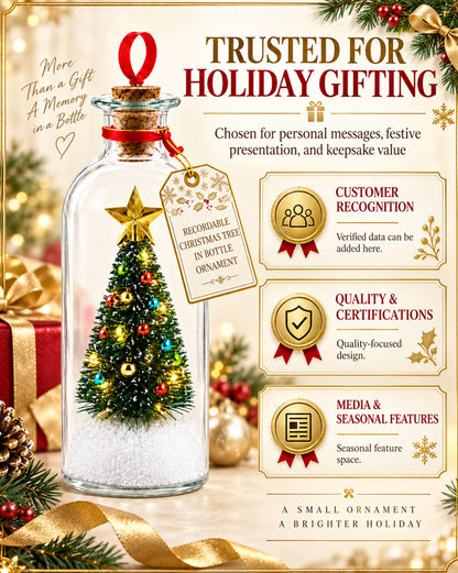 Recordable Christmas Tree Message in a Bottle Ornament with Voice Recording