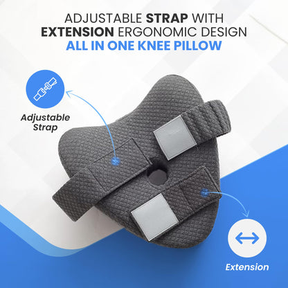 Memory Foam Knee Pillow for Side Sleepers – Ergonomic Leg Pillow with Adjustable Strap for Hip, Knee & Back Support