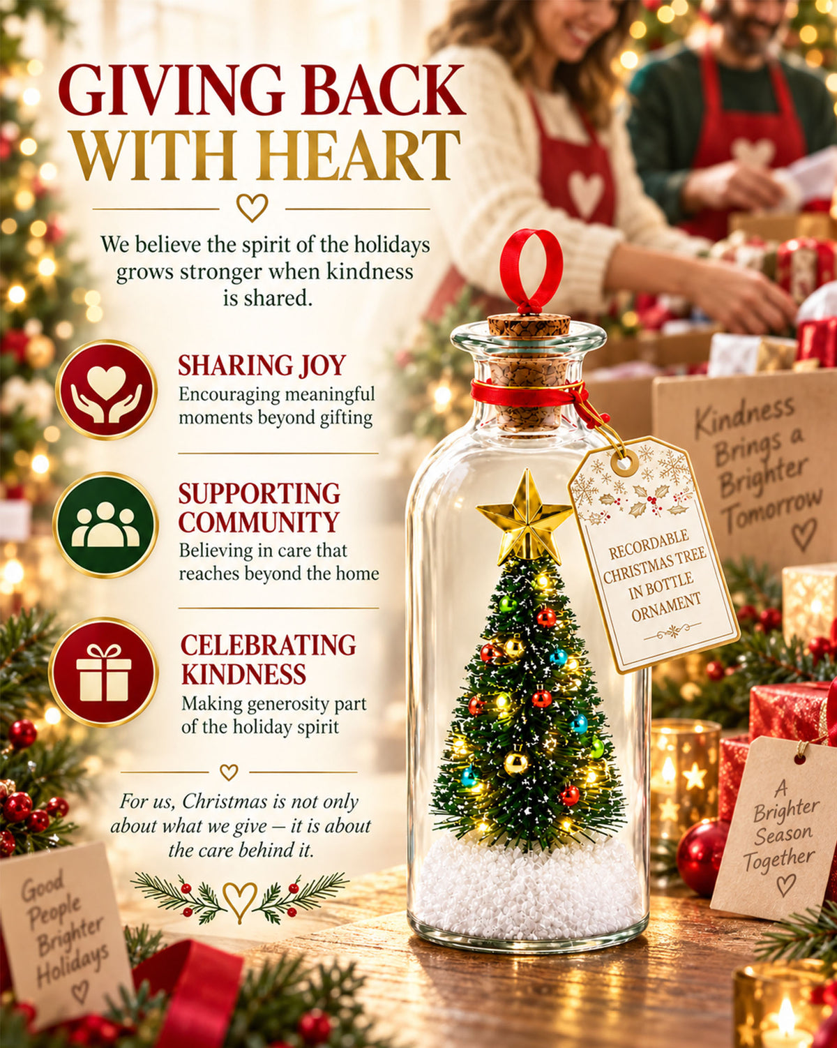 Recordable Christmas Tree Message in a Bottle Ornament with Voice Recording