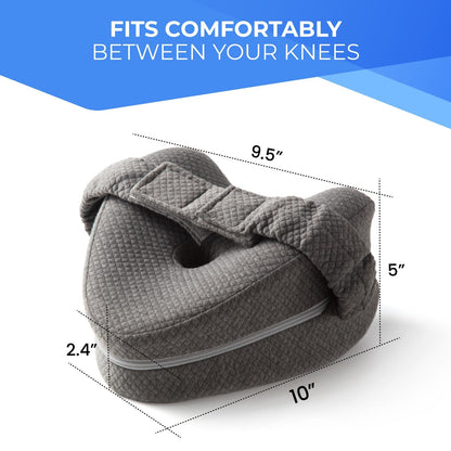 Memory Foam Knee Pillow for Side Sleepers – Ergonomic Leg Pillow with Adjustable Strap for Hip, Knee & Back Support