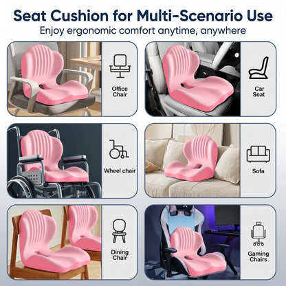Ergonomic Memory Foam Seat Cushion with Back Support – Stay Comfortable All Day, Perfect for Office, Car & Home