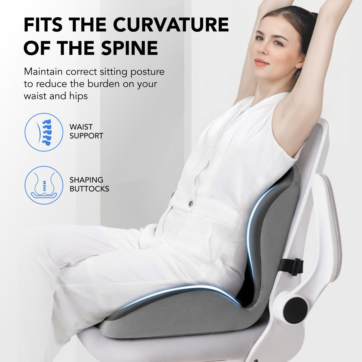 Ergonomic Memory Foam Seat Cushion with Back Support – Stay Comfortable All Day, Perfect for Office, Car & Home