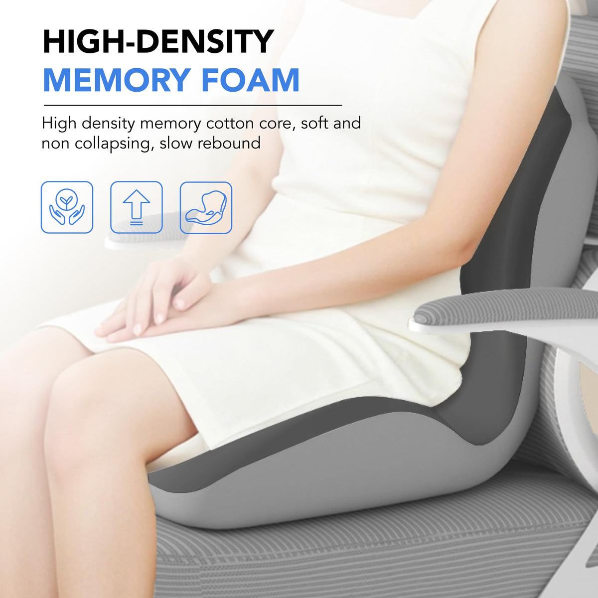 Ergonomic Memory Foam Seat Cushion with Back Support – Stay Comfortable All Day, Perfect for Office, Car & Home