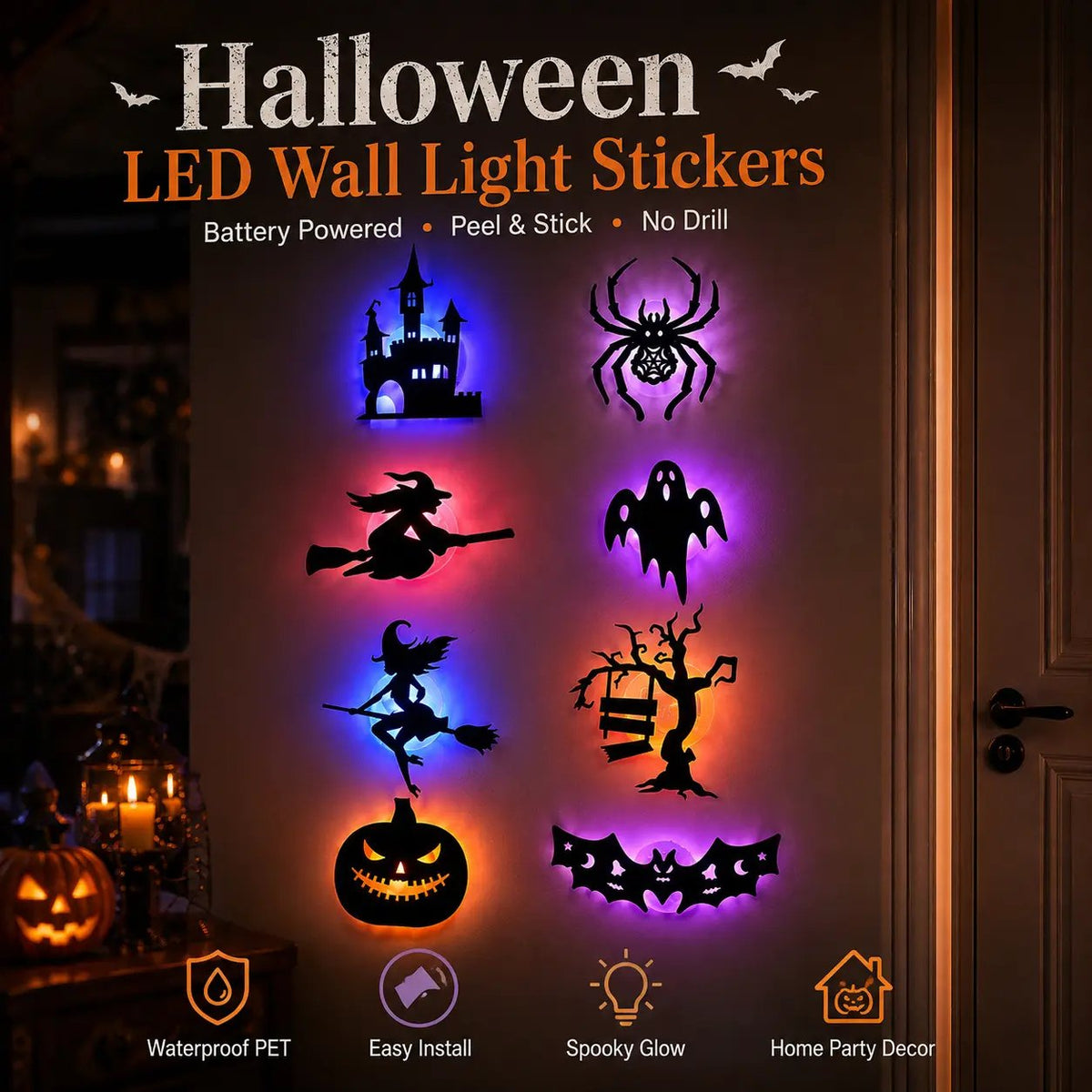 🔥 Last Chance! 60% OFF Halloween LED Wall Stickers 🎃 Create Spooky Vibes Instantly