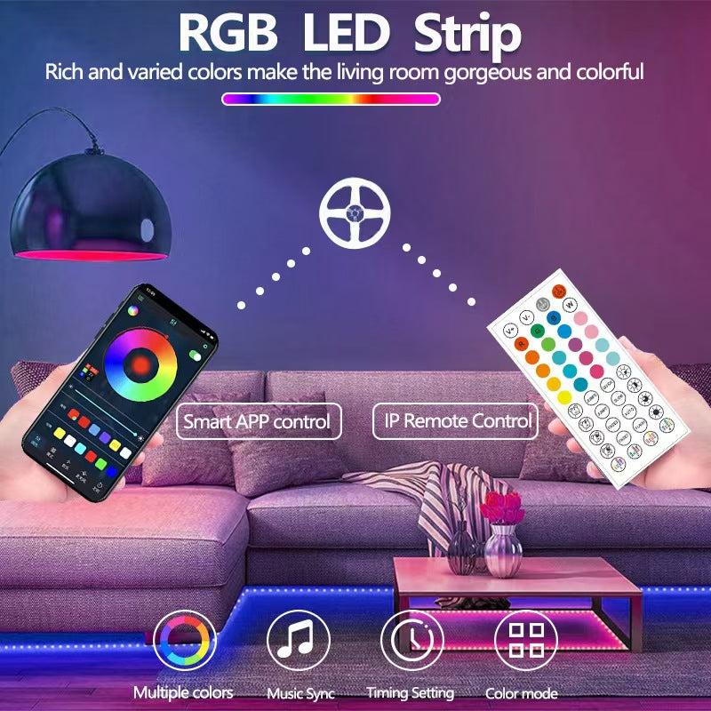 10M Bluetooth LED Strip Lights – Smart RGB Color Changing Lights with App Control for Bedroom, Home & Party Decor
