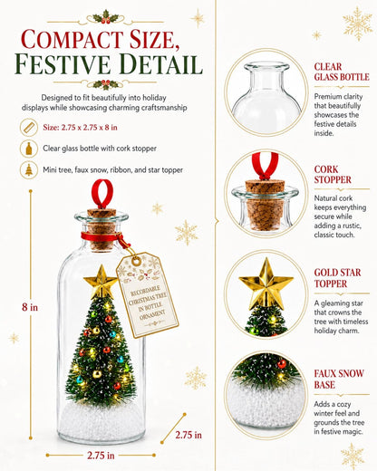 Recordable Christmas Tree Message in a Bottle Ornament with Voice Recording