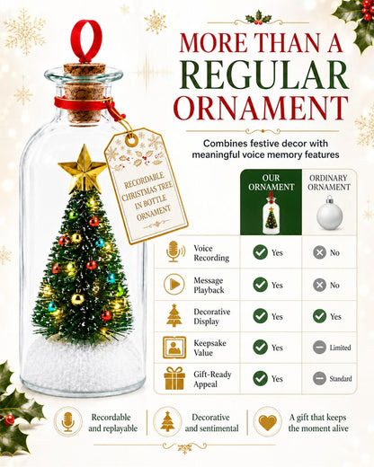 Recordable Christmas Tree Message in a Bottle Ornament with Voice Recording
