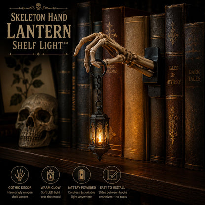 Skeleton Hand Lantern Shelf Light, Bookshelf Lantern, Halloween Decorations, (Skeleton Hand)