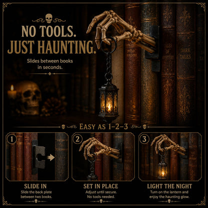 Skeleton Hand Lantern Shelf Light, Bookshelf Lantern, Halloween Decorations, (Skeleton Hand)